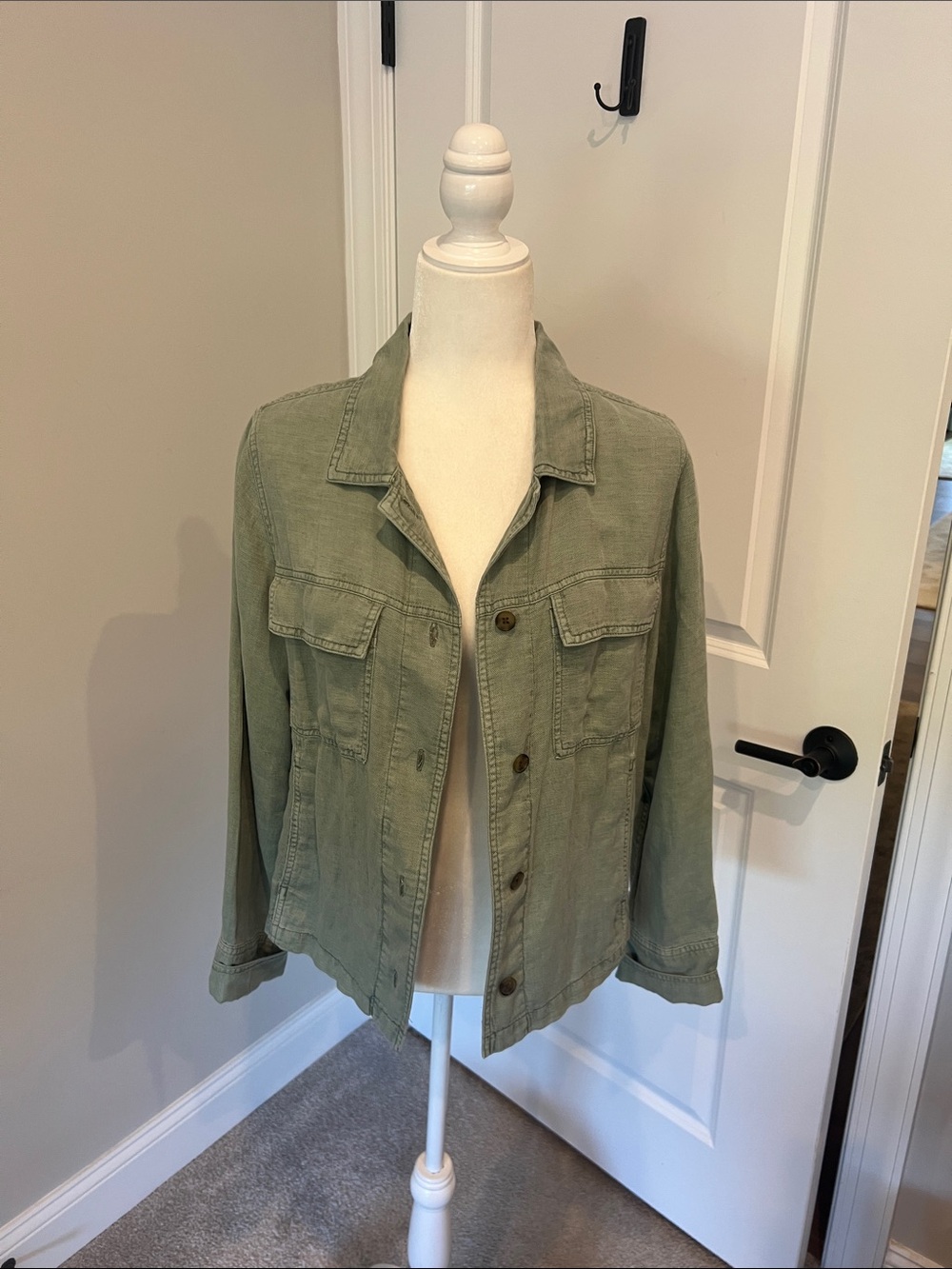 Nicole Miller New York Light Olive Green Women's Linen Jacket - Picture 1 of 12